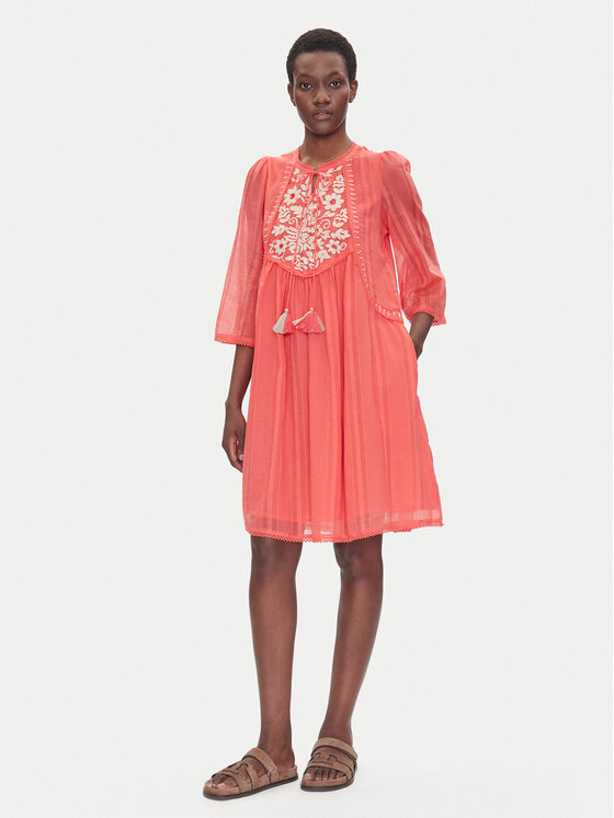 Iconique Iconique Літня сукня IC25-043 Кораловий Regular Fit