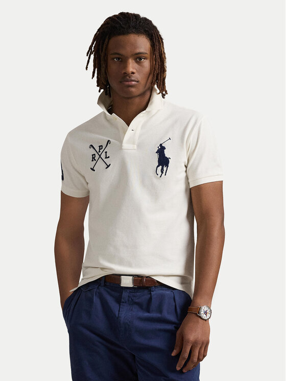 Polo Ralph Lauren Polo Ralph Lauren Тениска с яка и копчета 710978082002 Бял Custom Slim Fit