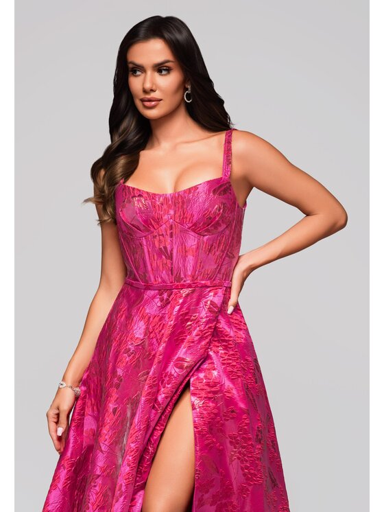 Ombre Ombre Sukienka wieczorowa LA-OM-DLR205 Różowy Regular Fit