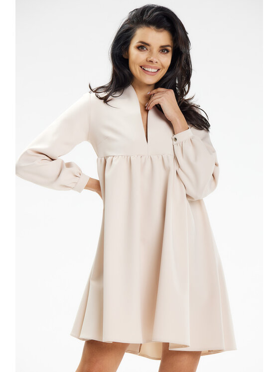 Awama Awama Sukienka letnia A636 Beżowy Basic Fit