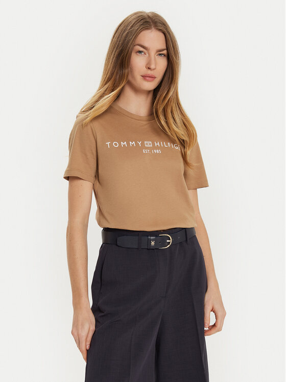 Tommy Hilfiger Tričko WW0WW40276 Béžová Regular Fit
