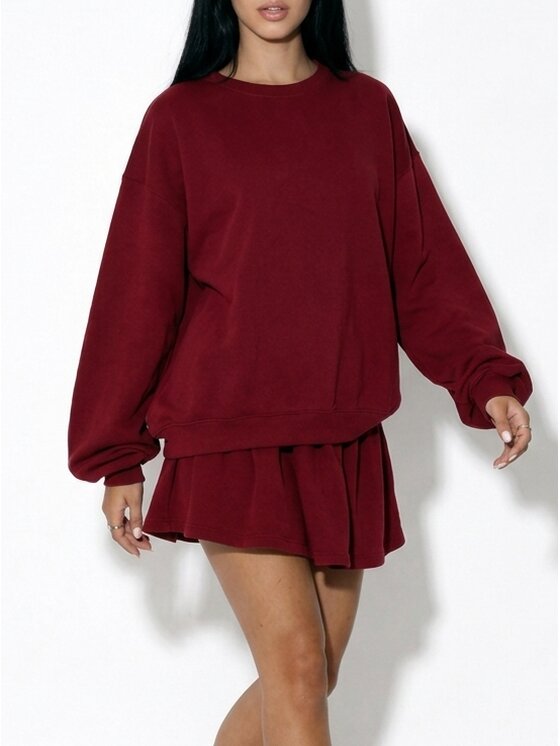 MissDenim MissDenim Sada top a sukňa Skirt Set Bordová Oversize
