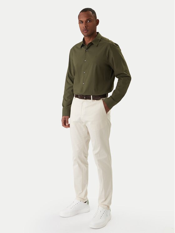 Calvin Klein Calvin Klein Koszula LV04LB148G Khaki Slim Fit