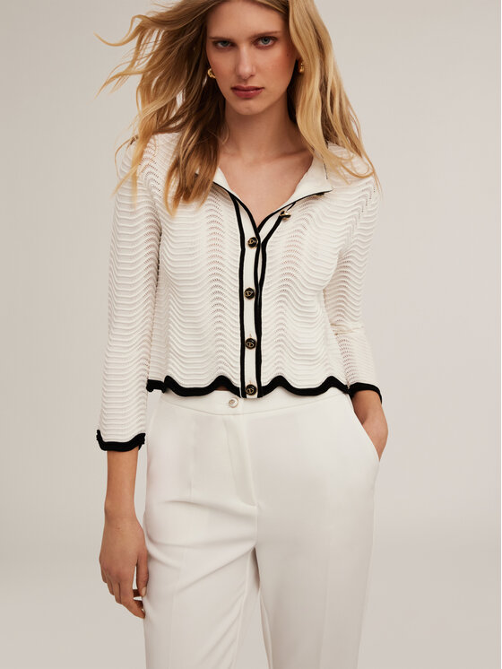 Motivi Motivi Kardigan M157W003192N0S1 Biały Regular Fit