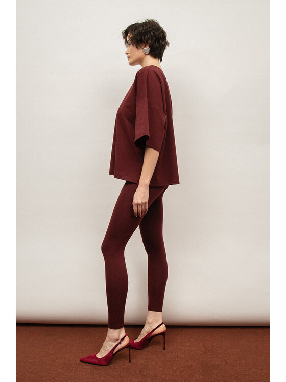Nudyess Nudyess Leggings bawełniane Blake Bordeaux Fitted Fit