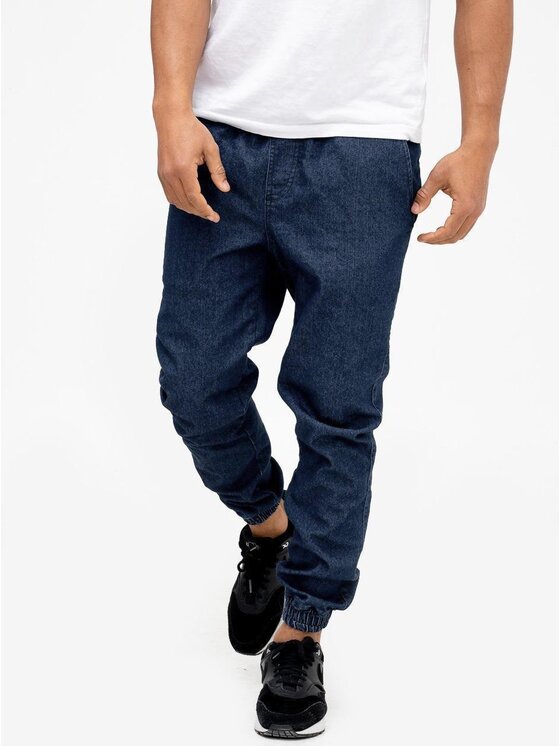 Joggery Metoda Sport, Rozmiar L, Niebieskie, Spodnie Jeansowe Jogger Męskie Ciemne Niebiekie Metoda Promo Mini M Logo Haft L