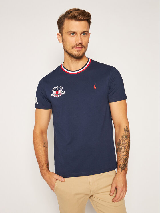 Polo Ralph Lauren T-Shirt Ssl 710803518001 Granatowy Slim Fit