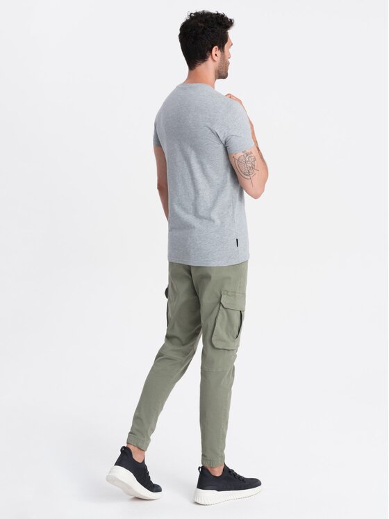 Ombre Ombre T-Shirt OM-TSBS-0145 Szary Regular Fit