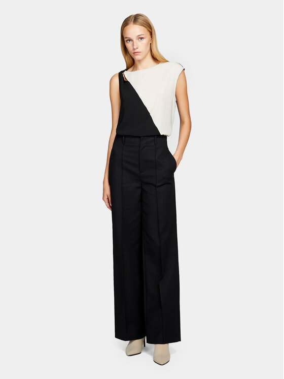 Sisley Sisley Παντελόνι υφασμάτινο 4ZY7LF03L Μαύρο Wide Leg