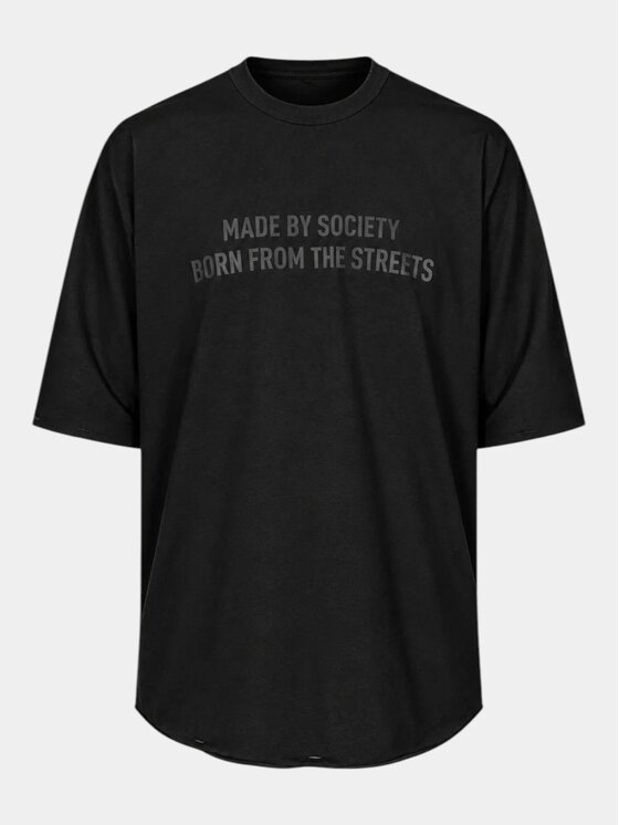 MADE BY SOCIETY MADE BY SOCIETY T-Shirt BORN FROM THE STREETS - T18040 Czarny Basic Fit