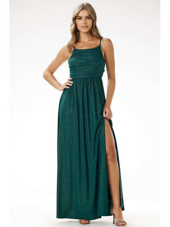 Awama Awama Sukienka wieczorowa A696 Zielony Basic Fit