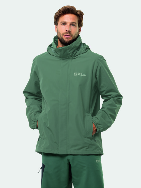 Jack Wolfskin Geacă de ploaie Stormy Point 1111142 Verde Regular Fit