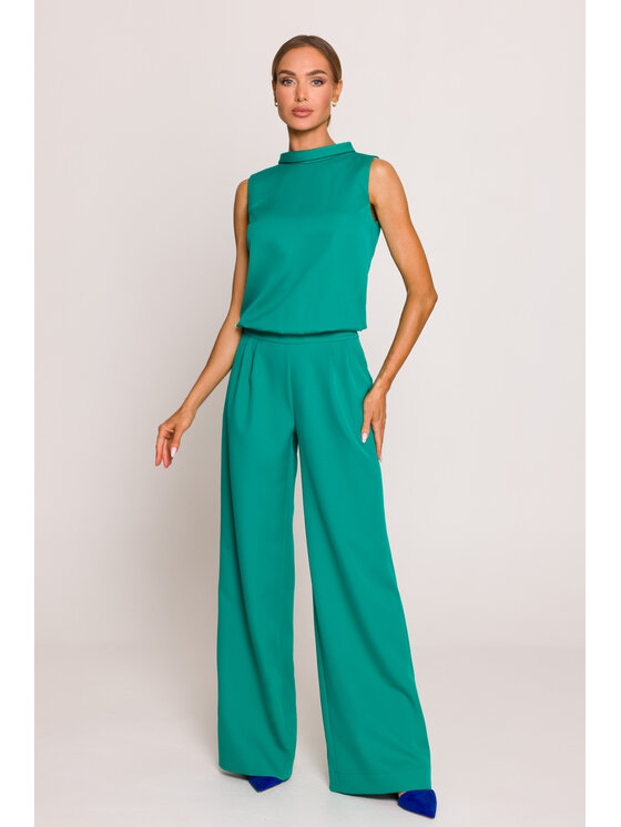 Made of Emotion Made of Emotion Kombinezon M382 Zielony Wide Leg