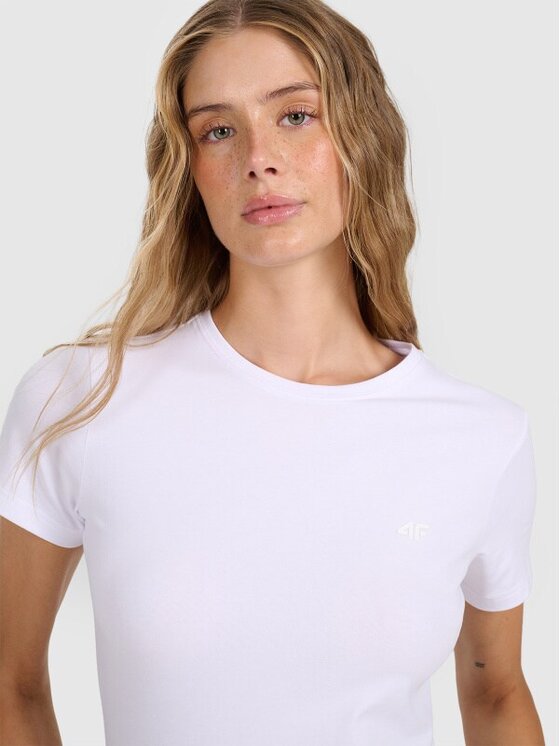 4F 4F Tričko 4FWMM00TTSHF2255-10S Biela Slim Fit