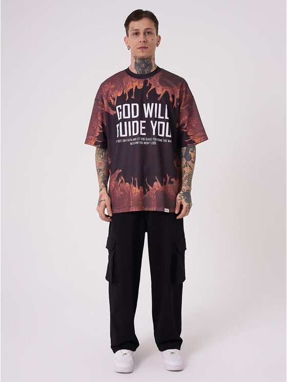 Machinist Machinist T-Shirt Koszulka Z Krótkim Rękawem Oversize Czarna Machinist God Will Guide You M Czarny Oversize