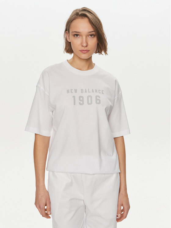 New Balance T-shirt WT41519 Bianco Oversize, taglia : L