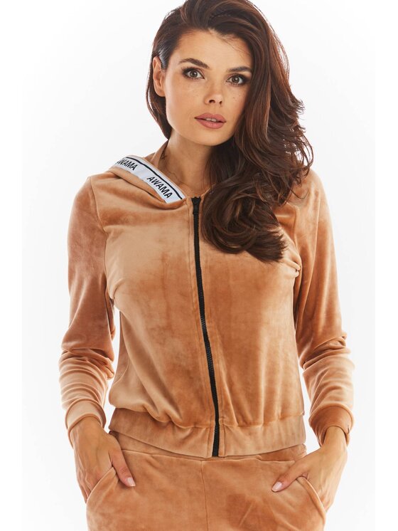 Awama Awama Bluza A373 Beżowy Basic Fit