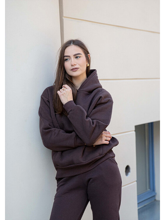 DKaren Sport DKaren Sport Komplet bluza i spodnie materiałowe Randi Brązowy Classic Fit