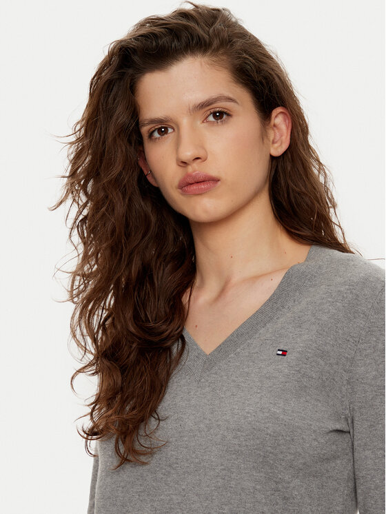 Tommy Hilfiger Tommy Hilfiger Pulover WW0WW40098 Siva Regular Fit
