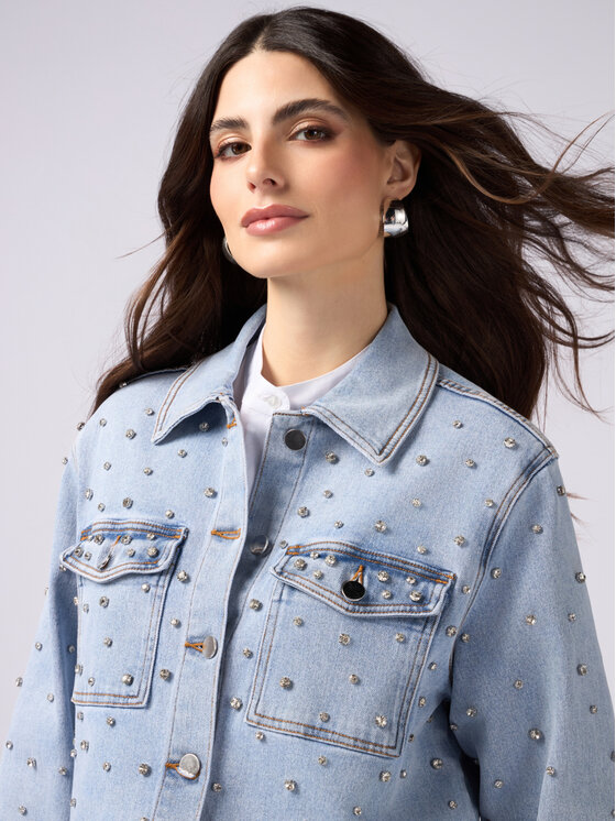 Oltre Oltre Giacca di transizione R418J000254N004 Turchese Boxy Fit