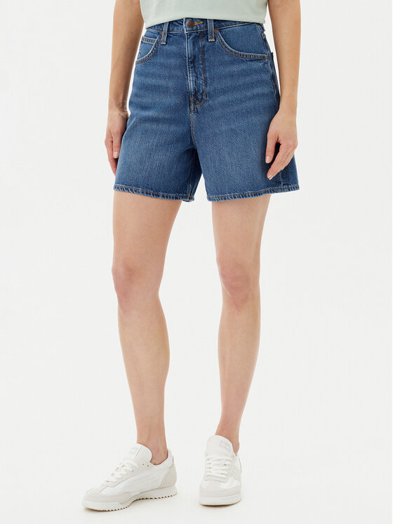 Lee Lee Džínsové šortky Stella 112364098 Tmavomodrá Wide Leg
