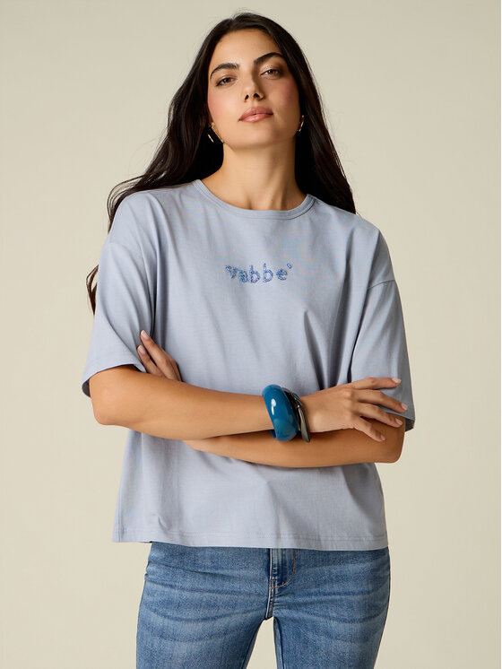 Oltre Oltre T-Shirt G018J004661N004 Turkusowy Over Fit