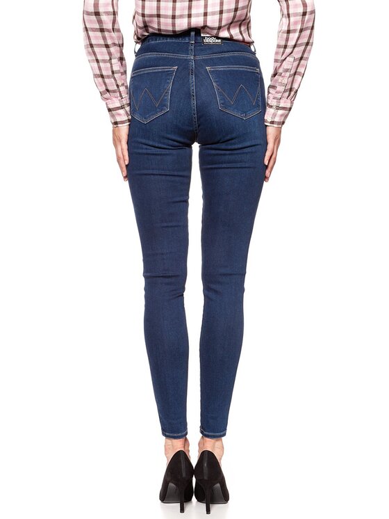 Wrangler Wrangler Jeansy HIGH SKINNY Niebieski Skinny Fit