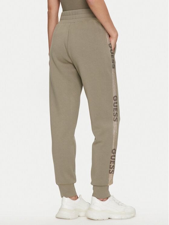 Guess Guess Pantaloni trening Studs Logo W4YB40 KBYE2 Verde Regular Fit