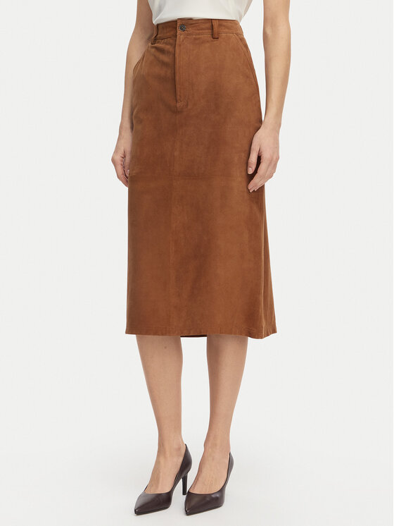 Marella Marella Kožna suknja Zeus 2613401024 Smeđa Regular Fit