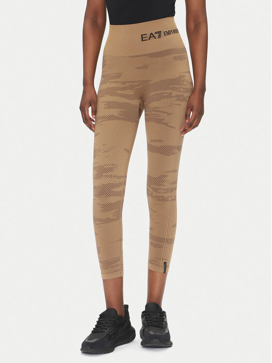 Damskie Legginsy EA7 Emporio Armani, Rozmiar XS/S, Brązowe, 7W000518 AF13714 U6054