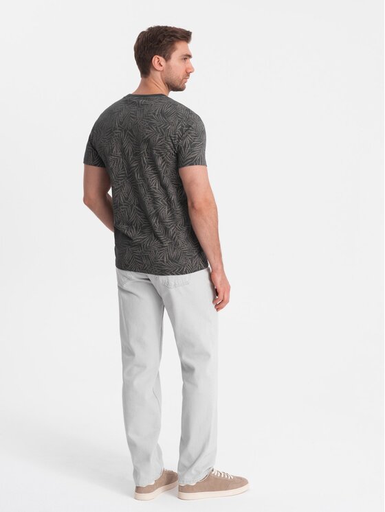 Ombre Ombre T-Shirt OM-TSFP-0182 Šedá Regular Fit
