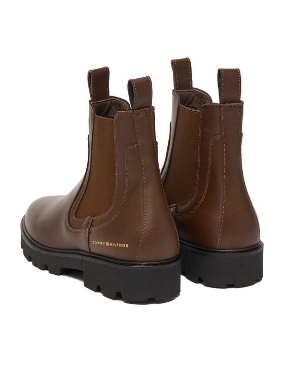 Tommy Hilfiger Tommy Hilfiger Klassische Stiefeletten Lthr Low Chelsea FW0FW08775 Braun
