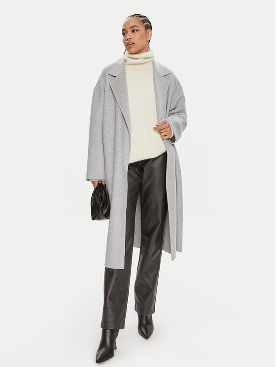 Calvin Klein Calvin Klein Płaszcz wełniany K20K207089 Szary Oversize