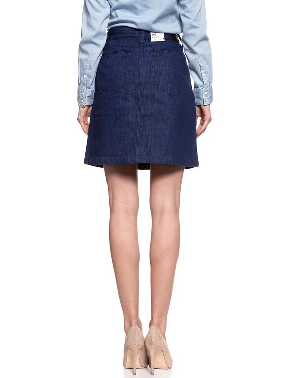 Lee Lee Spódnica mini A LINE SKIRT Niebieski Regular Fit