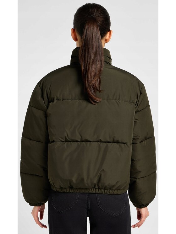 Lee Lee Kurtka przejściowa Relaxed Short Puffer Jacket Zielony Relaxed Fit