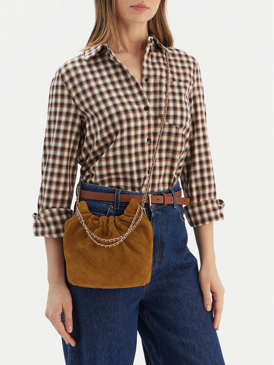 Tory Burch Tory Burch Ročna torba Fleming Suede Mini Hobo Bag 166066 Rjava