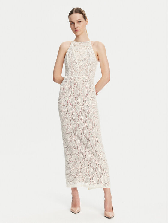 Guess Guess Kokteilinė suknelė W5GK66 KCT80 Smėlio Slim Fit