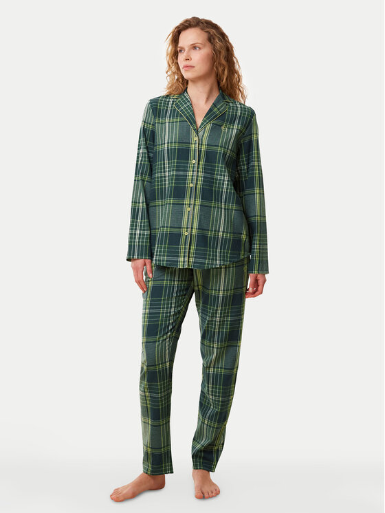 Triumph Triumph Pyžamo Boyfriend PW X Checks 10216554 Zelená Relaxed Fit