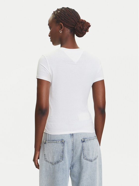 Tommy Jeans Tommy Jeans Tricou Linear DW0DW21164 Écru Slim Fit