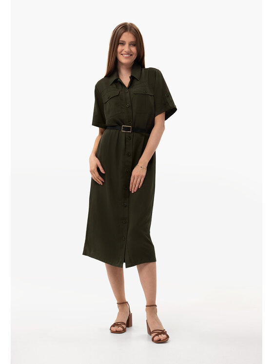 Volcano Volcano Sukienka codzienna G-HANA Khaki Regular Fit