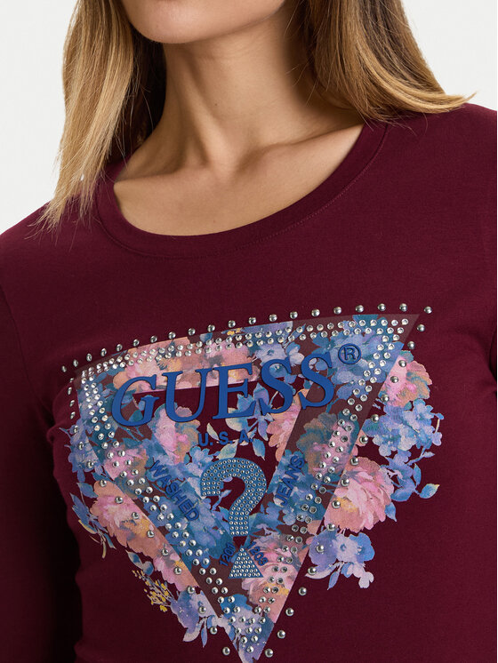 Guess Guess Blūze W5BI74 J1314 Sarkans Slim Fit