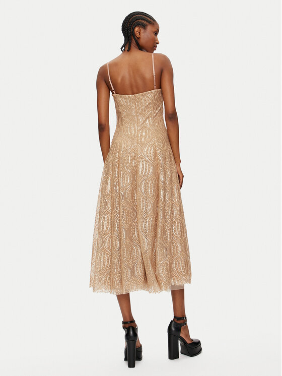 Rinascimento Rinascimento Cocktail obleka CFC0120098003 Zlata Regular Fit
