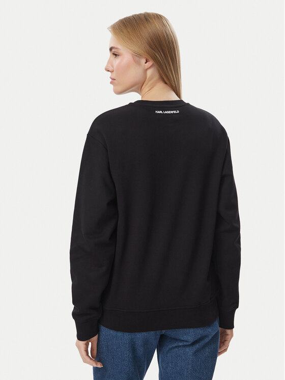 KARL LAGERFELD KARL LAGERFELD Світшот Rhinestone B4W20007 Чорний Relaxed Fit