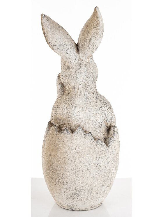 MIAhome MIAhome Figurka królik siedzący w skorupce jajka 51x19x20 cm SZAREK -2 Szary