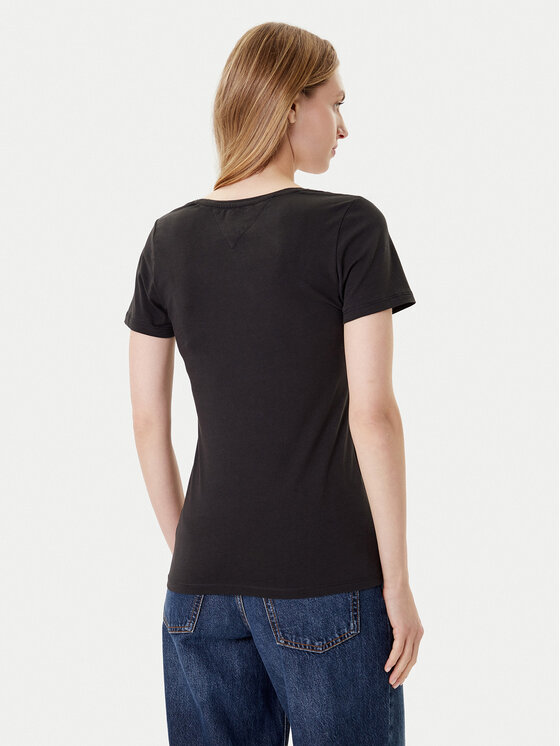 Tommy Jeans Tommy Jeans T-krekls Tjw Skinny Stretch DW0DW09197 Melns Slim Fit