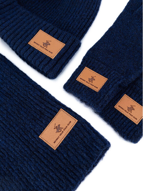 Beverly Hills Polo Club Beverly Hills Polo Club Komplekt müts, sall ja kindad BHPC-MC-001-AW24 Tumesinine