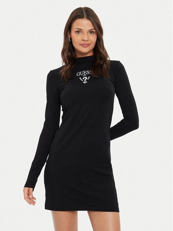 Guess Guess Haljina za svaki dan Colette Jersey V4BK04 KCDH1 Crna Regular Fit