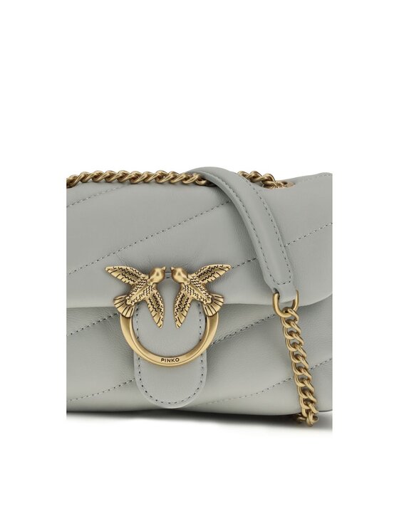 PINKO PINKO Torebka Gray Calf Leather Bos Taurus Shoulder Szary