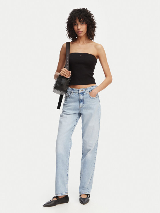 Tommy Jeans Tommy Jeans Felső DW0DW22263 Fekete Slim Fit