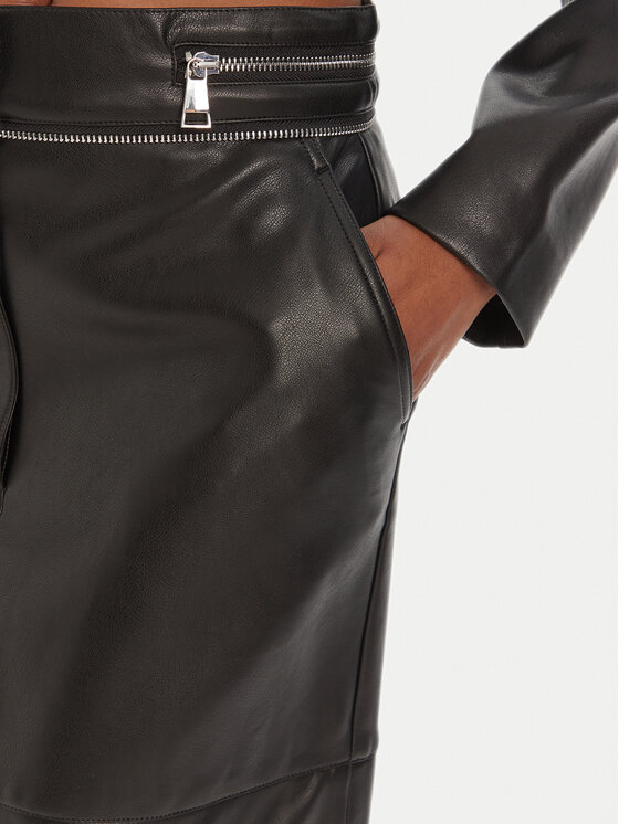 KARL LAGERFELD KARL LAGERFELD Spódnica z imitacji skóry A3W12014 Czarny Regular Fit